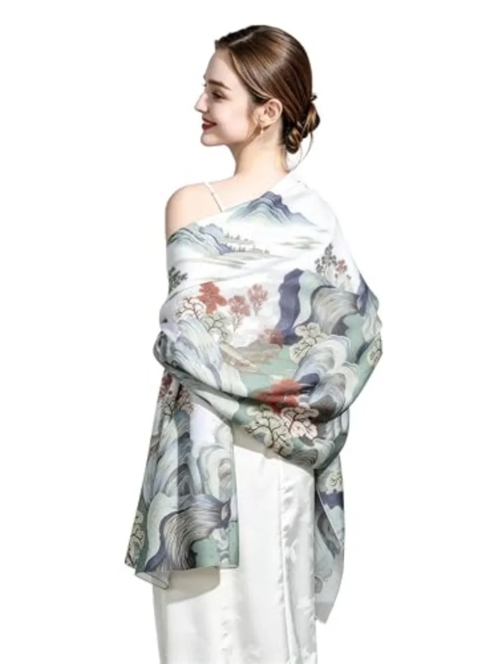 100% Mulberry Silk Floral Scarf Shawl Wrap 70